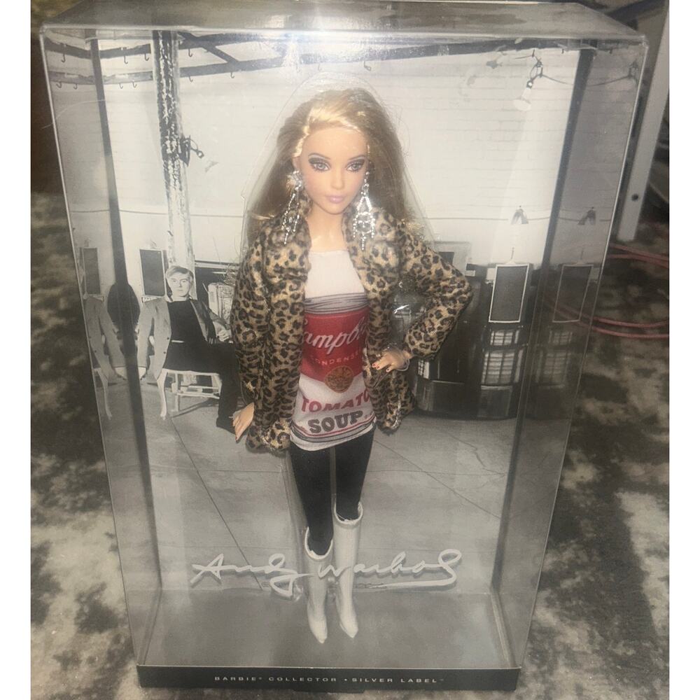 Mattel Andy Warhol Campbells Soup Barbie Doll Collector-Silver Label Doll (NWT)